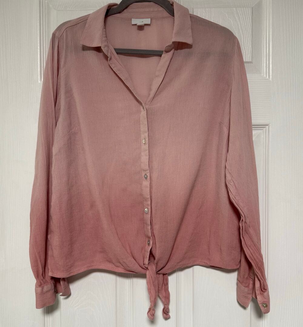 J.Jill Women's Ombre Tie Front Button Down Long Sleeve Top Size Medium